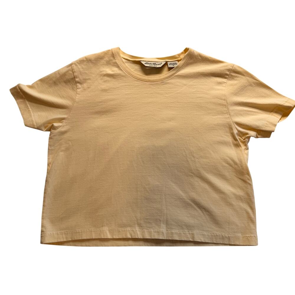 Eddie Bauer Yellow 100% Cotton Crewneck T Shirt Size M Minimalist Basic